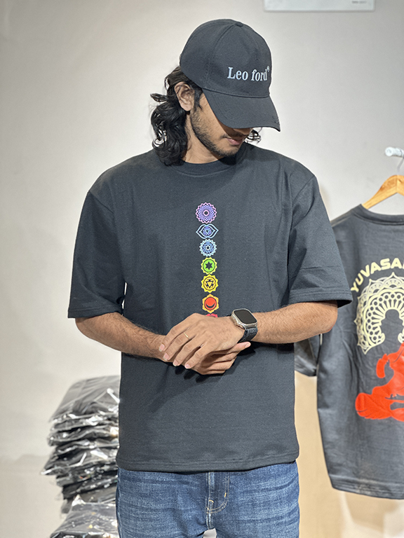 Black five sleeve front print