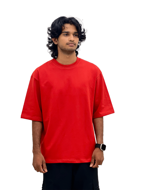 Red French Terry Five sleeve