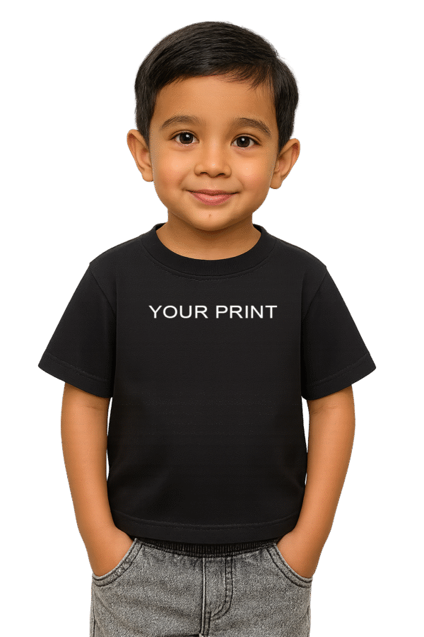Custom name print black OE kids t shirt