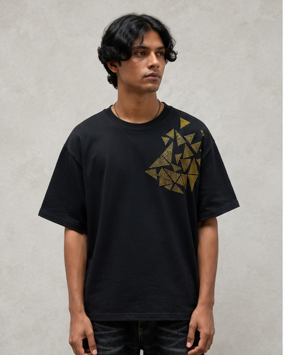 GOLD triangle stone oversized tee