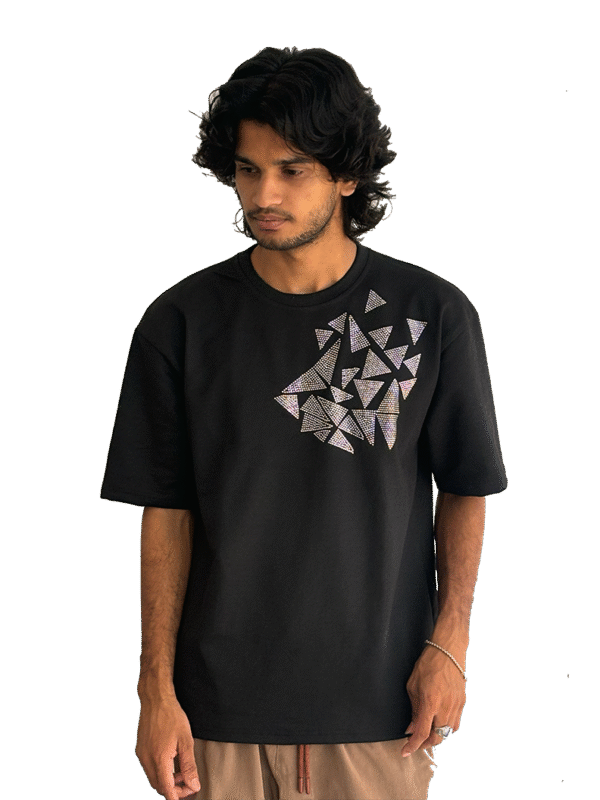 silver triangle stone oversized tee