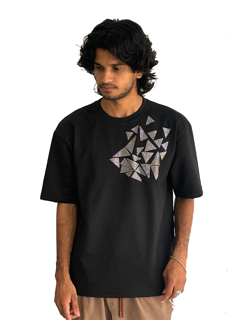 silver triangle stone oversized tee