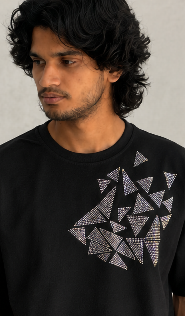 silver triangle stone oversized tee - Image 2